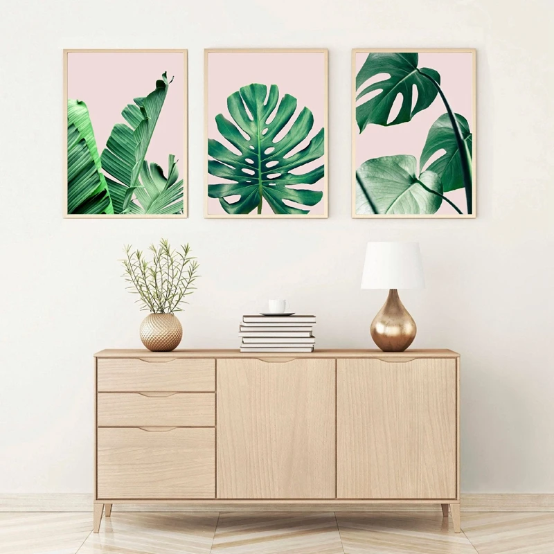Тропический плакаты с листьями и принты монстера банан пальмовых листьев холст