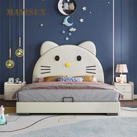 cat cartoon design cute bed child liked multifunctional storage soft packed bed high quality mattress bedroom furniture set
