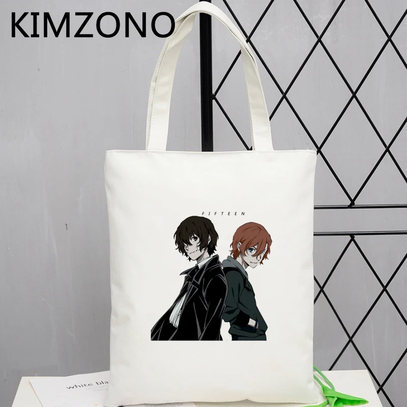 

Bungou Stray Dogs shopping bag bolsa canvas shopper reusable bag ecobag sac cabas foldable bolsas reutilizables cabas