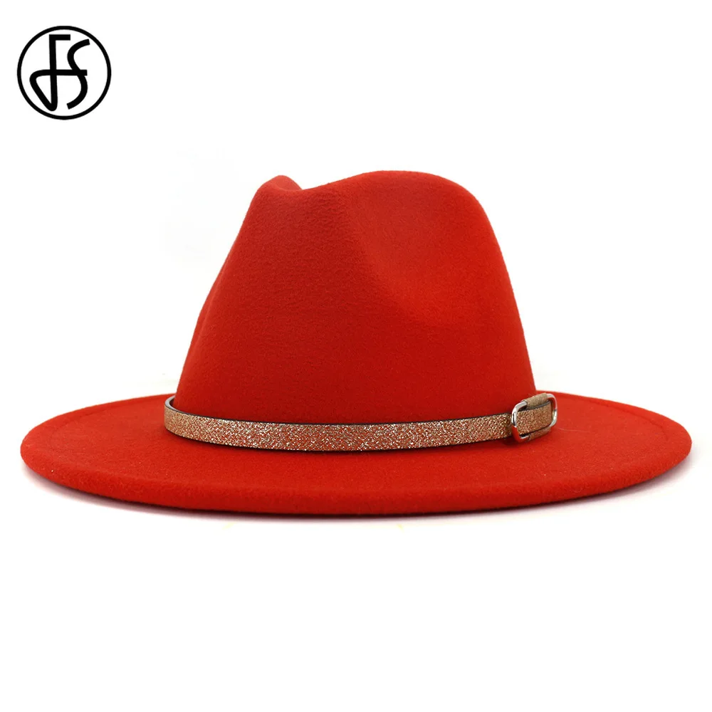 FS модная женская и мужская белая шерстяная фетровая шляпа с широкими полями
