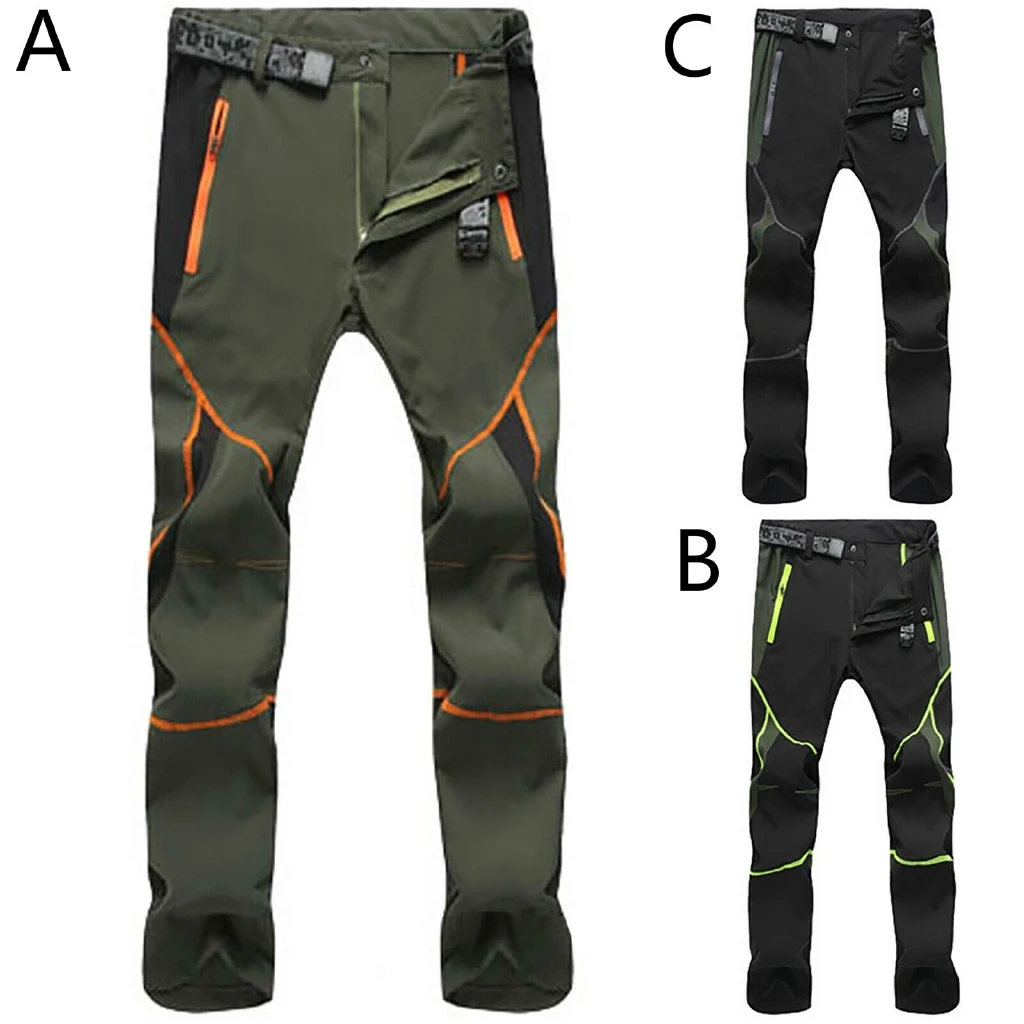

Men 2021 Models Patchwork Color Line Pattern Hiking Pant Quick Dry Casual Cargo Pants Hiking Outdoor Climbing Waterproof Sports