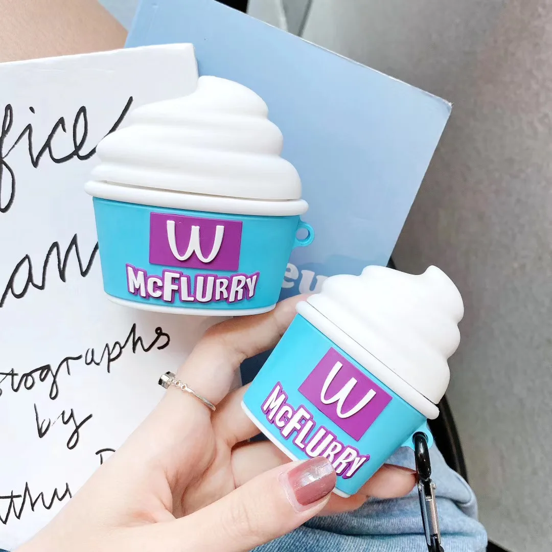 

Brand McFlurry milk ice cream 3D Case For AirPods 1 2 pro Charging Box Soft Silicone Wireless Bluetooth Earphone Protect Cover