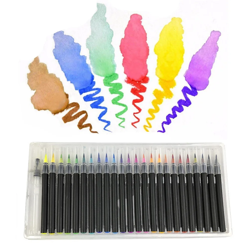 24 шт акварельные кисти ручки + 1 ручка для воды детей и взрослых начинающих