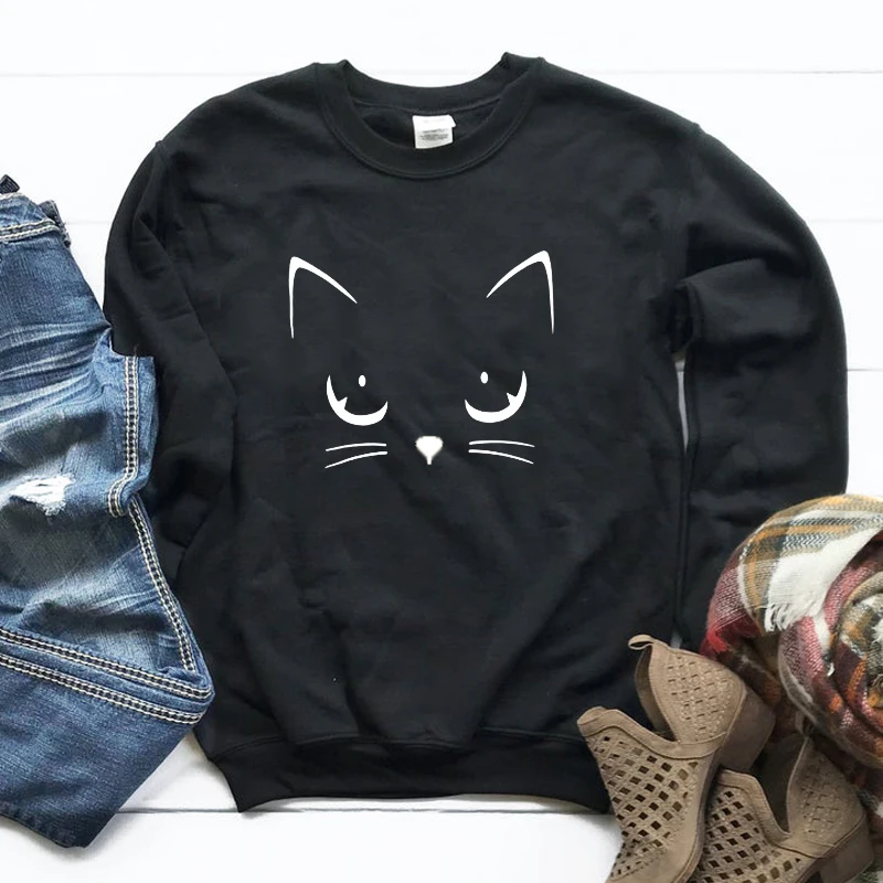 Женская толстовка с котами Повседневный пуловер для мамы уличная одежда