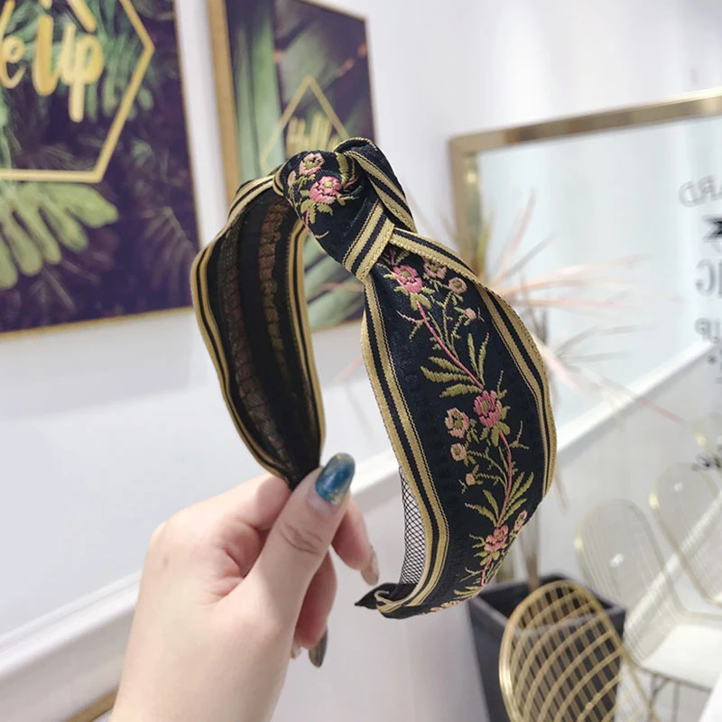 Весенняя Цветочная повязка с вышивкой 2020 шерстяные повязки на голову в стиле