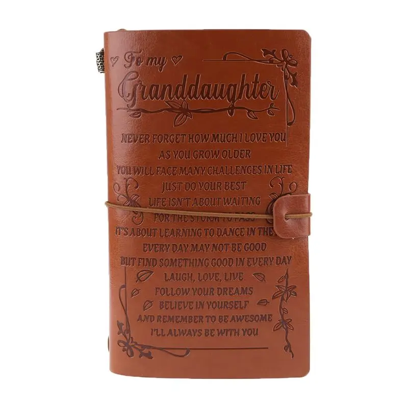

Vintage Engraved Faux Leather Journal Notebook Diary to Grandson Granddaughter