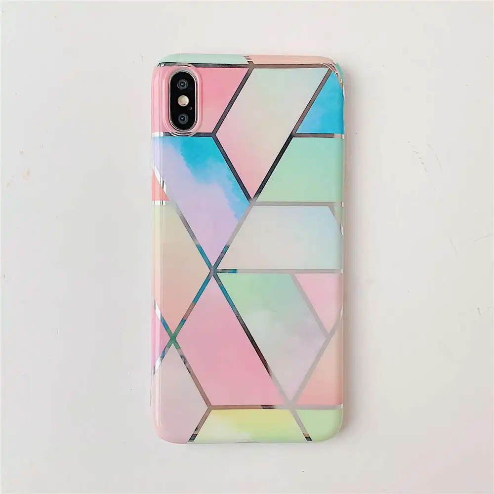 Gradient Покрытие геометрический мраморный чехол для iphone 7 XR 11 Pro Max чехол для iphone X XS Max 8 7 6 6S Plus чехол для телефона силиконовый мягкий чехол - Цвет: Gradient