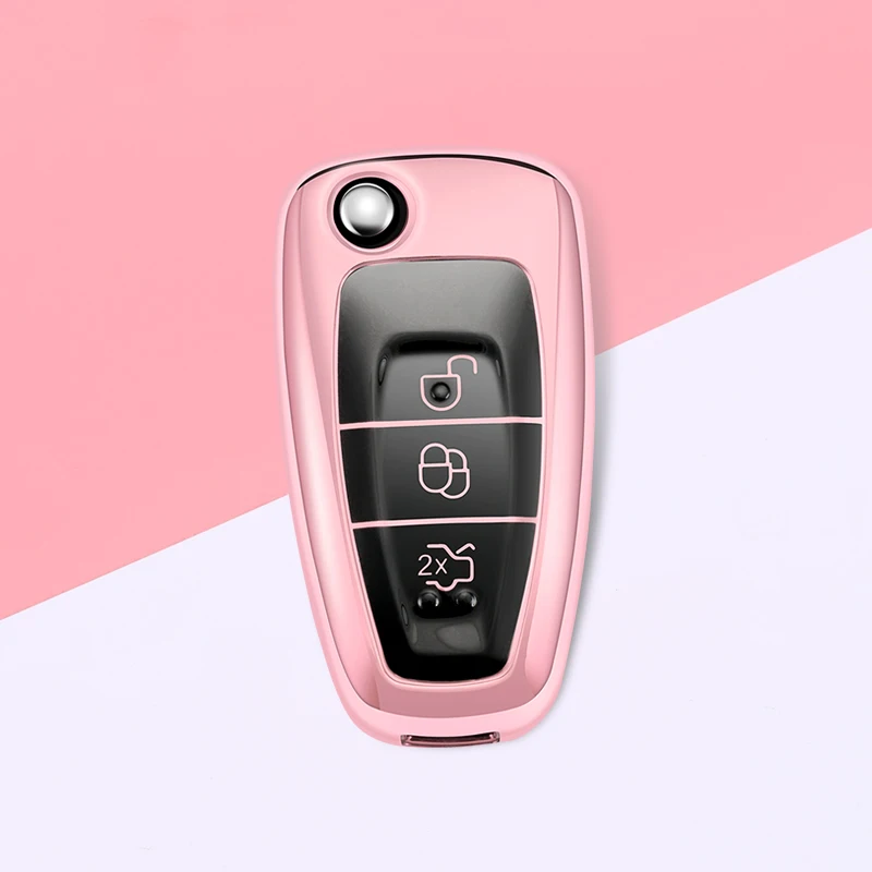 

New Soft TPU Car Key Case Cover For Ford Ranger C-Max S-Max Focus Galaxy Mondeo Transit Tourneo Custom Auto Key Holder keychain