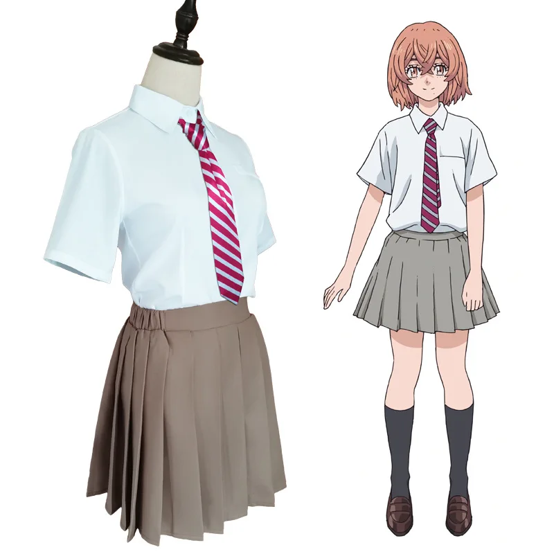 аниме tokyo revengers Tachibana Hinata Костюмы для косплея JK школьная форма костюм Shirt Tie Skirt Socks