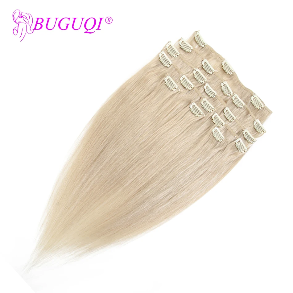 BUGUQI волосы на клипсах для наращивания малазийские #24 Remy 16 26 дюймов 100 г