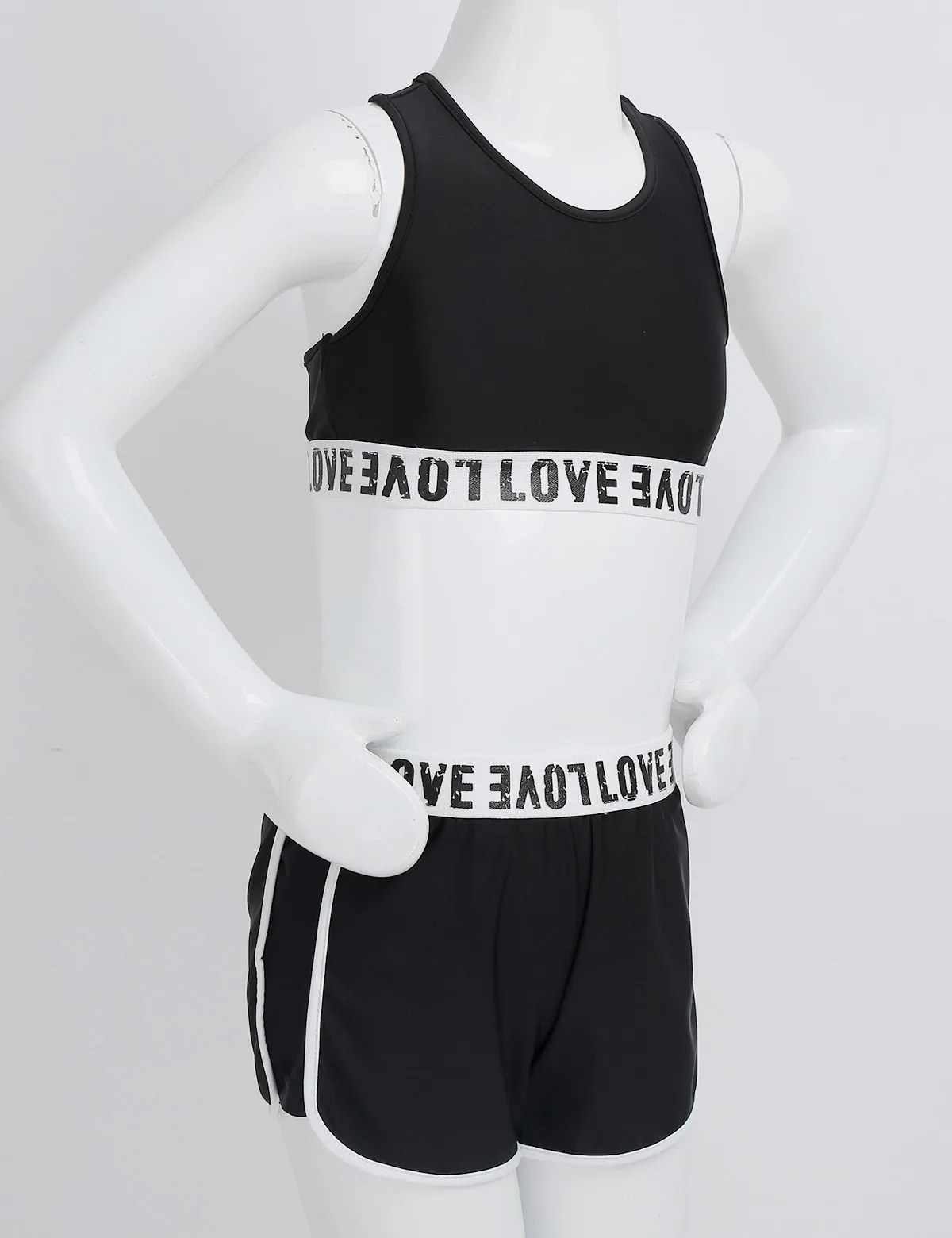 Детская танцевальная одежда из двух предметов с буквенным принтом укороченный