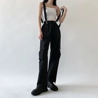 houzhou mall goth black cargo pants women streetwear gothic high waist loose trousers korean fashion sweatpants overalls 2021