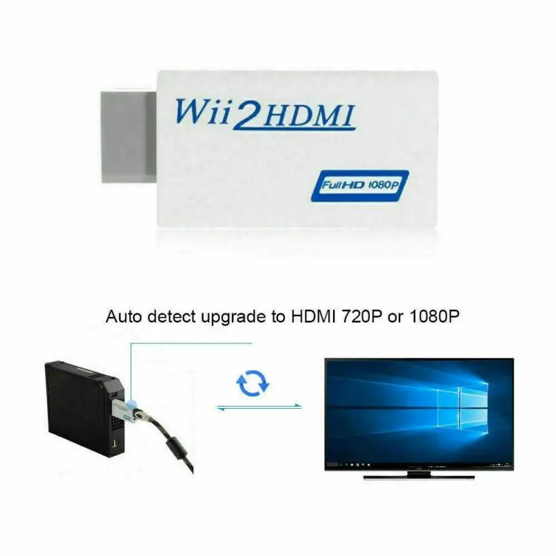 1080P Full HD For PC Monitor Display Wii2HDMI Portable Wii To HDMI-compatible Converter Adapter 3.5mm AUX Audio Video Output | Электроника