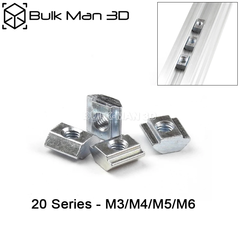 

20pcs/lot 2020 M3/M4/M5/M6 Sliding T-Nut T Block Square Nuts T-Track Sliding Hammer Nut for Fastener Aluminum Profile