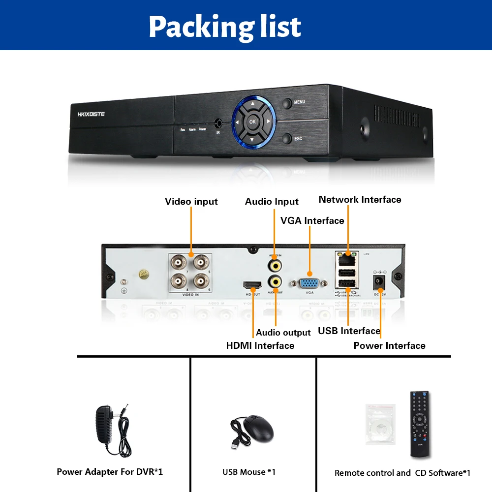 HKIXDISTE 4CH CCTV DVR рекордер AHD 5MP P2P система H.265 видеонаблюдение для аналогового TVI CVI IP