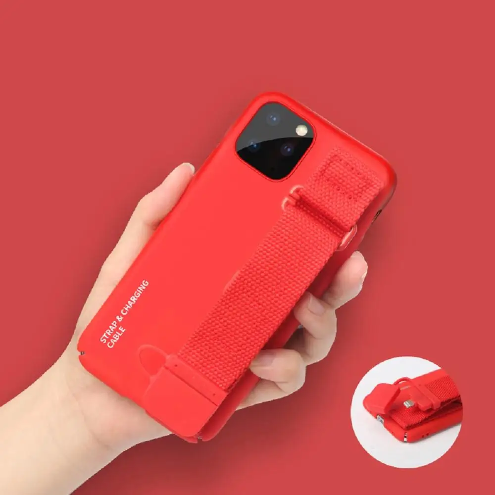 Charging Wrist Strap Holder Case For iPhone 11 Pro XS MAX XR X Invisible USB Charger Kickstand Silicone Capa 7 8 Plus |