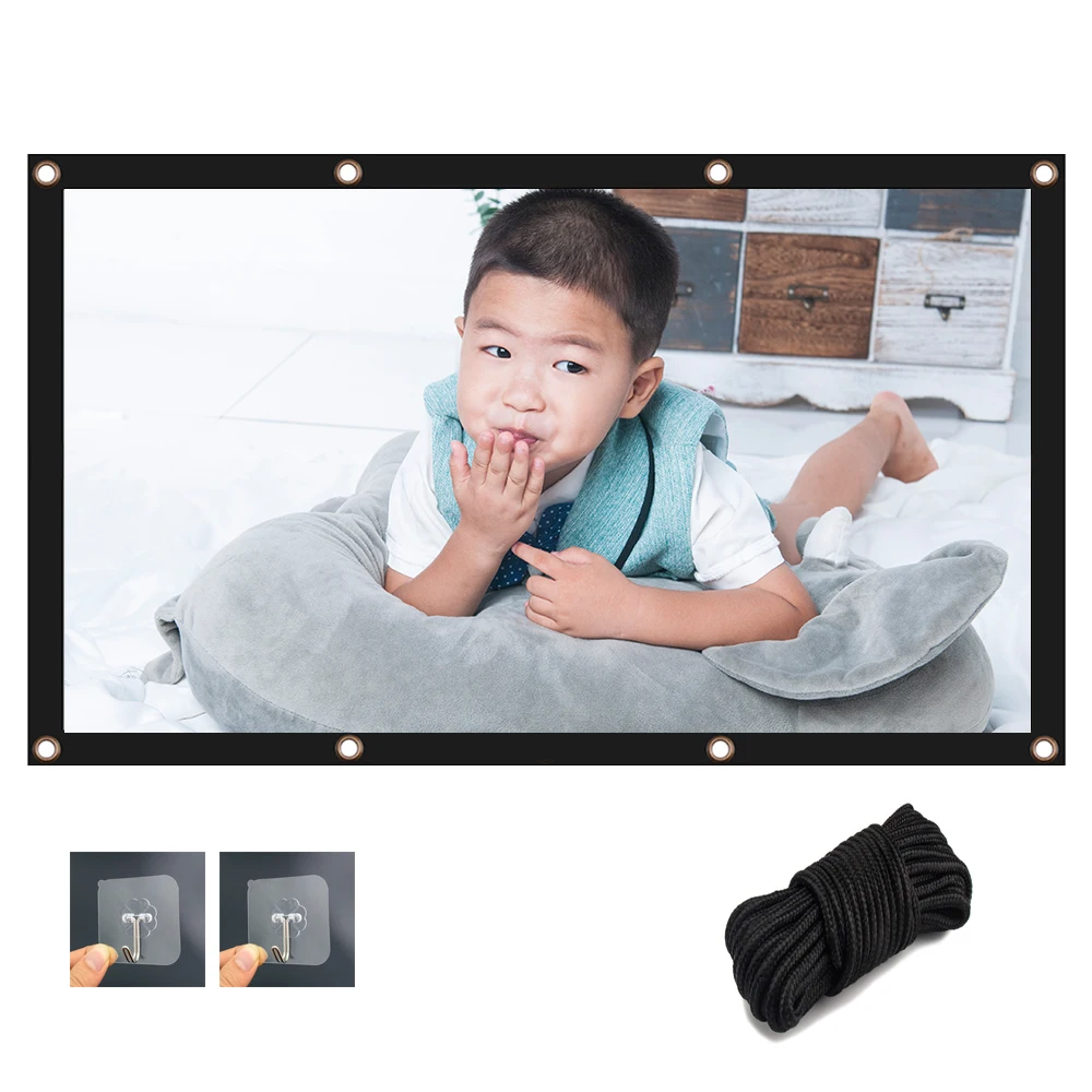 

Portable Projector Screen 60 72 84 100 120 Inch 16:9 HD Foldable Anti-Crease Camp Movies Screen Support Double Sided Projection