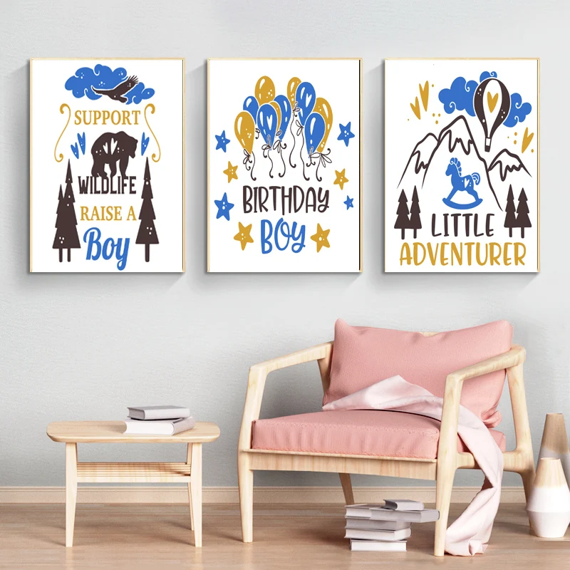 

Постер с цветочными буквами, Художественная печать на холсте для детской комнаты, Настенная картина, украшение для детской спальни