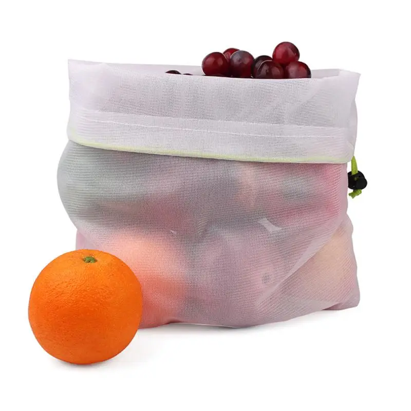 15pcs/set Reusable Fruit Net Bag Produce Bags Black Rope Mesh Vegetable Toys Storage Pouch Basket Organizer Tools Dropship | Дом и сад