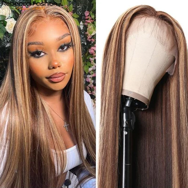 

Highlight Wig Ombre Blond Colored Human Hair Wig Lace Front Wig Pre Plucked Straight Blonde Wig Glueless P6/613 Highlight Wigs