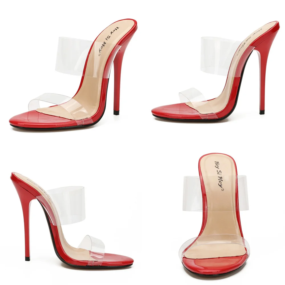 sexy Transparent PU Sneakers sandals for womens high Thin Heels 13cm girls stripper shoes female's Character shoe Selling New