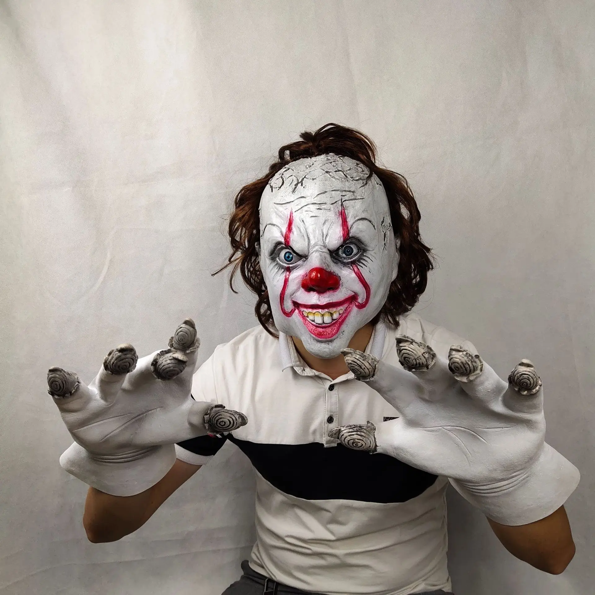 Латексные перчатки Stephen King's Pennywise одежда для клоуна маска на Хеллоуин для косплея реквизит