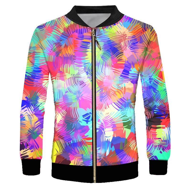 OGKB мужская куртка с длинным рукавом забавная 3D принтом цветная уличная одежда со