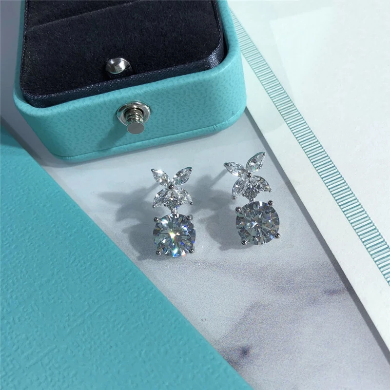 

Women Luxury brands Horse Eye Zircon S925 Sterling silver Earrings Original Women Classical charm Jewelry Valentine's Day gift