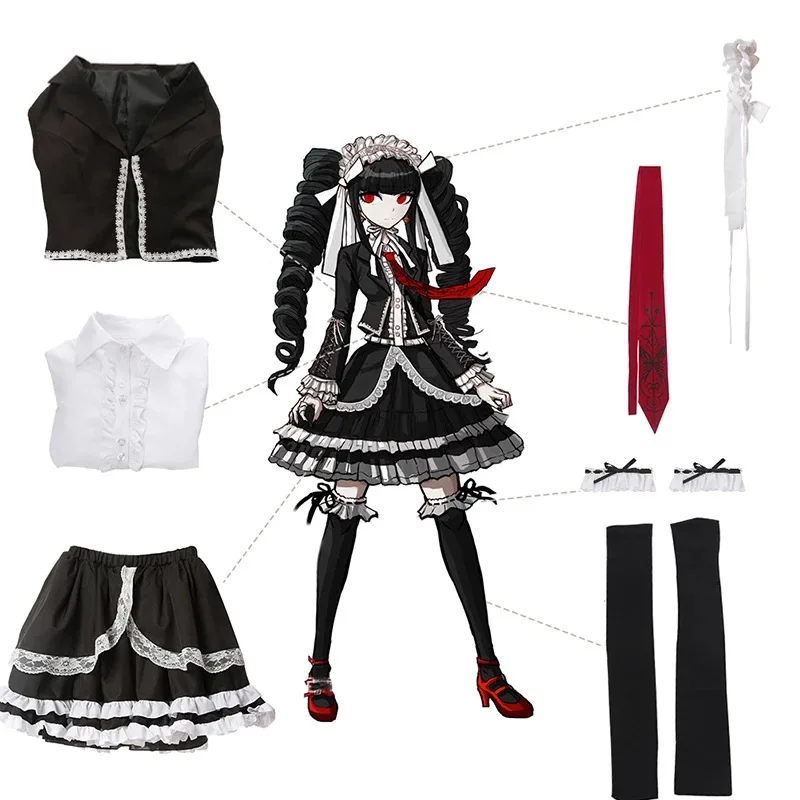 Danganronpa Yasuhiro Taeko Cosplay Costume Celestia Ludenberg Wigs Woman Lolita Uniform Skirt Halloween Party Dress