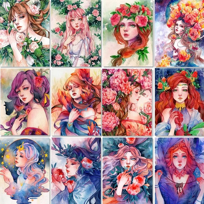 

5D Diamond Painting Cartoon Girl Portrait Full Square Round Diamond Embroidered Mosaic Kits Home Decoration Wall Painting