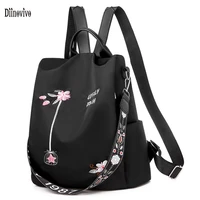 diinovivo national embroidery floral women backpack anti theft female backpack oxford backpack lady shoulder bag travel whdv1885