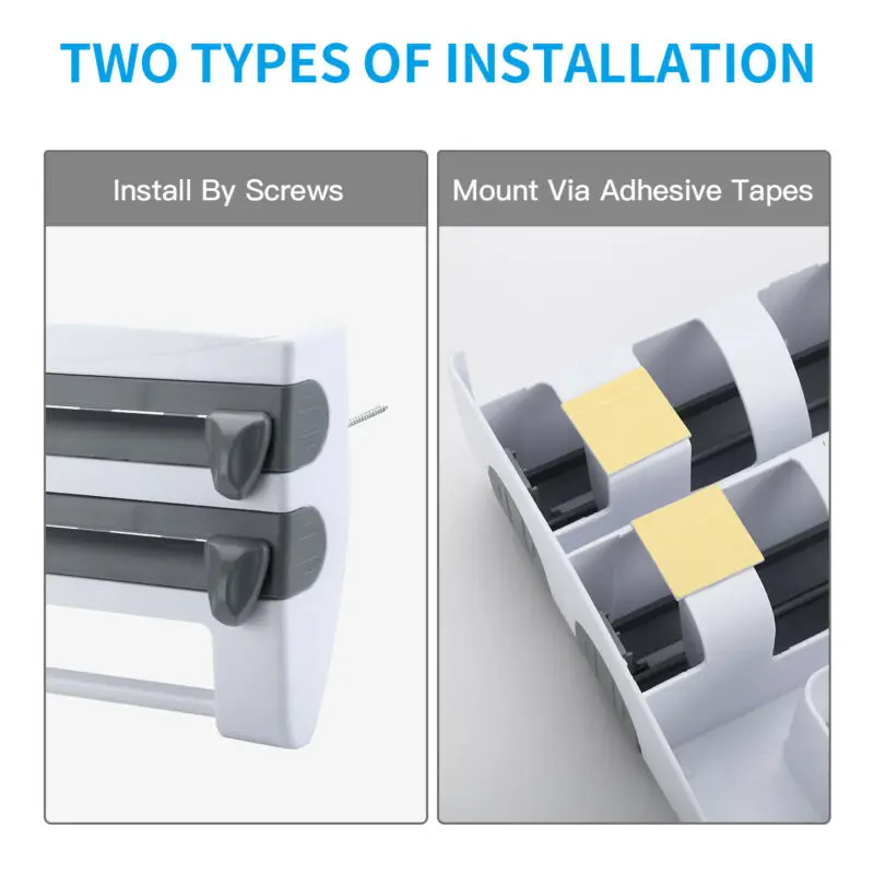 

Kitchen Roll Dispenser Cling Film Tin Foil Paper Towel Holders Rack Wall Mount