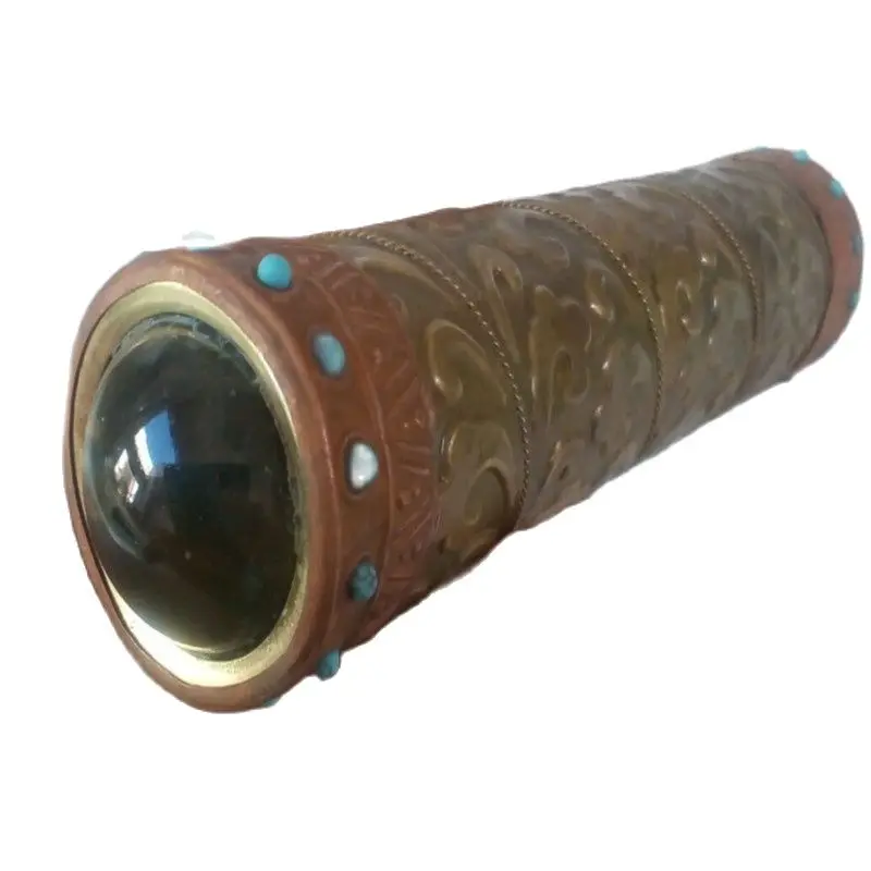 Древний ручной медные инкрустированные Бирюзовый бисер Калейдоскоп Коллекция