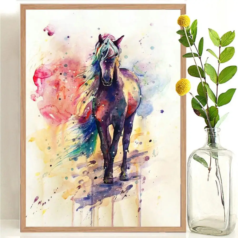 

Colorful Horse Nordic Wall Decoration Mural Canvas Painting Posters and Prints Wall Art Pictures for Home Decor (No Frame)