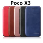 Роскошный кожаный флип-чехол для Xiaomi Poco X3 NFC PocoX3 Pro Poco M3 F3 PocoM3 M4 Pro