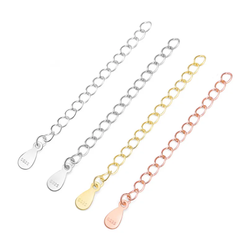 2pcs 925 Sterling Silver 50mm Extended Extension Tail Chain Clasps Connector For DIY Jewelry Making Findings Bracelet Necklace