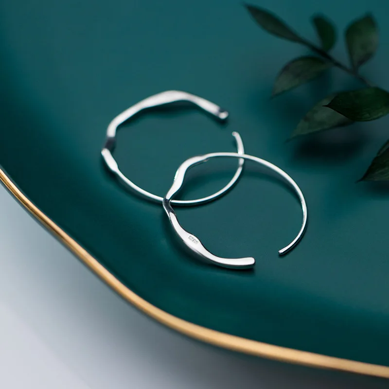 

MloveAcc 100% Solid 925 Sterling Silver Jewelry OL Style Minimalism Round Hoop Earrings Piercing Fashion Jewelry for Women Girls