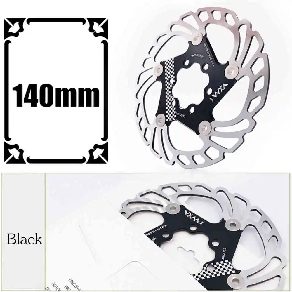 140mm Black Велосипед vxm плавающие дисковые тормоза поплавок/сверхлегкий MTB велосипедные тормозные колодки с шестью отверстиями дисковые роторы 140/160/180/203 мм Запчасти для велосипедов - Цвет: 140mm Black