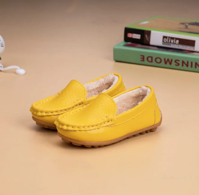 Туфли детские из ПУ кожи мягкие удобные лоферы без застежки повседневная обувь с