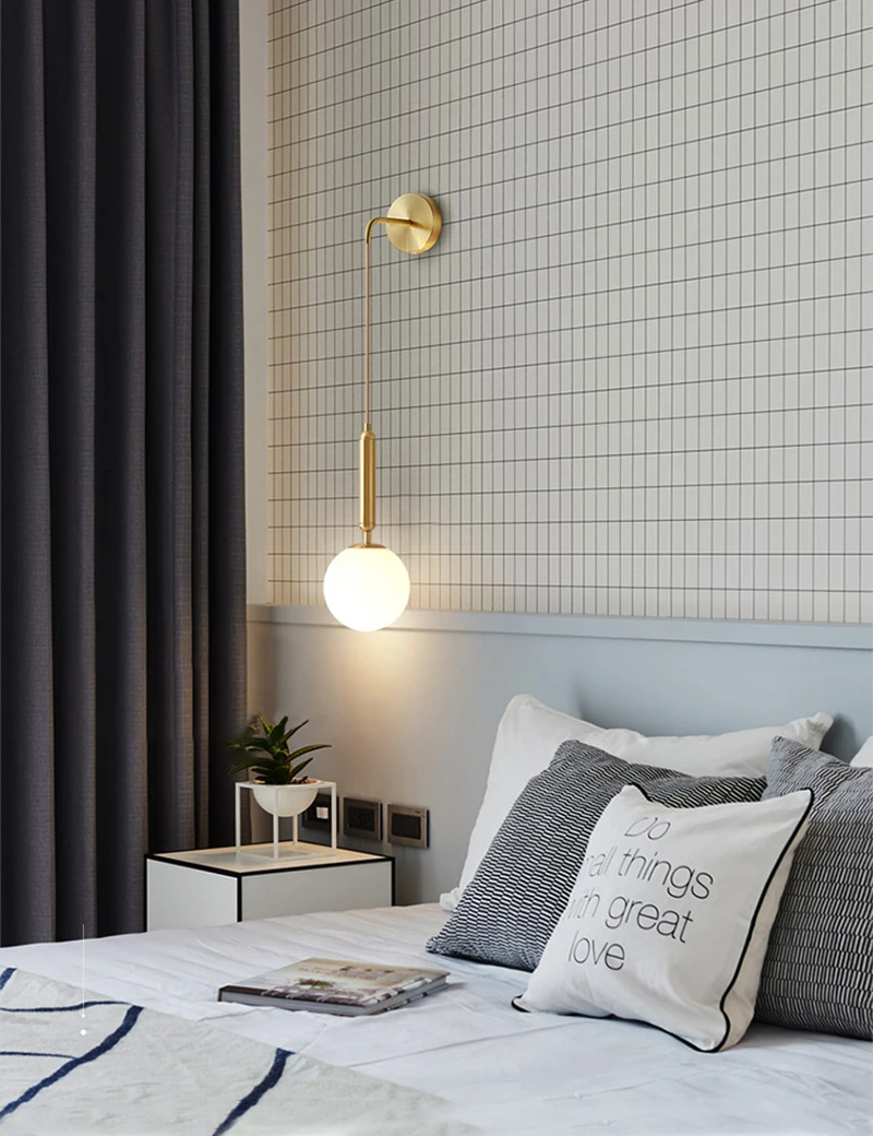

Modern Minimalist LED Wall Sconce Lamp Hanging Reading Lamp Bedroom Bedside Nordic Creative Mounted Wall Lighting Bulb Included