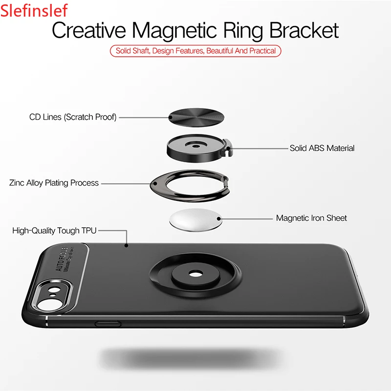 slefinslef for apple iphone se 2020 case finger ring holder shell soft silicone back cover for iphone se 2 4 7 free global shipping