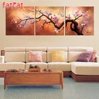 FATCAT абстрактная Слива 5d diy Алмазная картина полностью квадратная круглая Алмазная вышивка Продажа Цветы Триптих украшение для дома AE2158