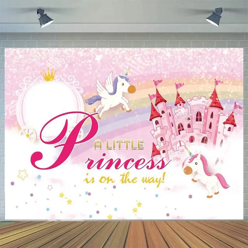 

Birthday Party Baby Poster Castal Princess Photographic Background Personalise Photography Backdrop For Photo Studio Props