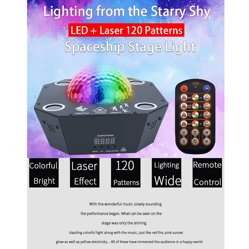 WPD Laser Lamp Magic Ball Projection Colorful 7 Colors Stage New 120 Patterns Bar KTV Flash Disco Remote Control | Лампы и освещение