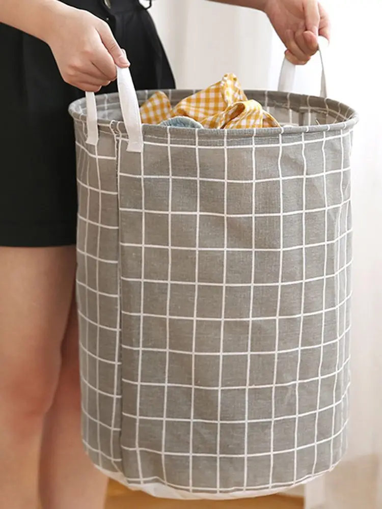 

Foldable Laundry Basket Cotton Linen Fabric Water Proof Clothes Storage Basket Nordic Style Household Organize Supplies