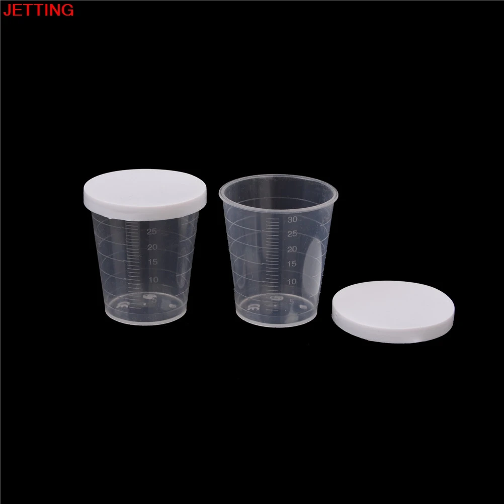 

10 PCS Transparent Plastic Measure Cups With White Lids 30ml Clear Container Measuring Small Amount Of Liquid Measure Cups