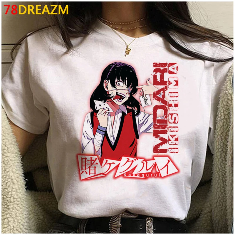

Kakegurui Летний Топ для женщин белая футболка гранж парные 2021 Графические футболки женские топы футболки tumblr kawaii