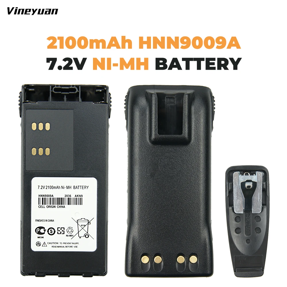 Сменный аккумулятор для Motorola Radio GP328 GP338 HNN9008 HNN9008A HNN9008AR HNN9008H HNN9009 HNN9012 2100 мАч + зажим