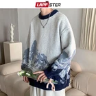 Мужской свитер в стиле Харадзюку LAPPSTER, свитер с графическим изображением гор, мужские корейские модные пуловеры оверсайз, Мужской винтажный вязаный свитер для пар, 2022