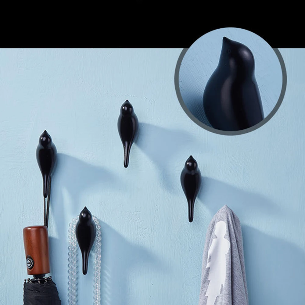 2 шт. креативные крючки с птицами из смолы для спальни двери животные пальто шляпа